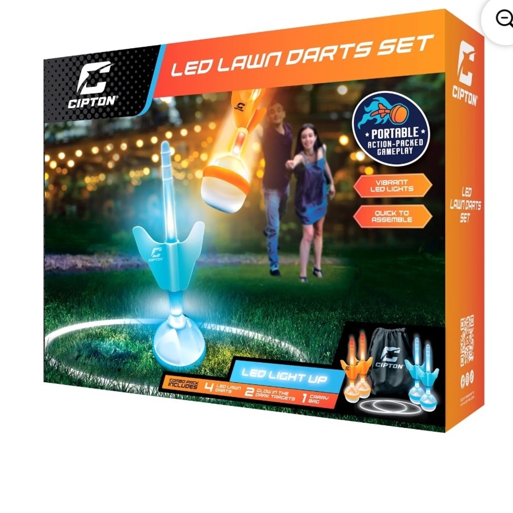 Cipton LED Lawn Darts Set | 4 Light-Up Darts | Outdoor Family Game NIB